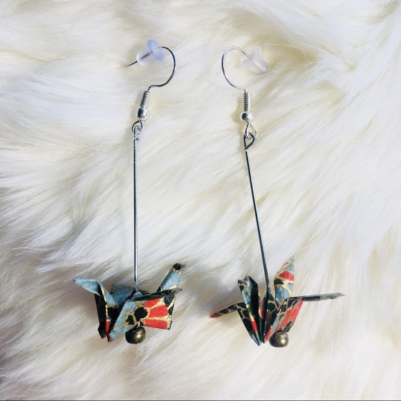 Origami Crane Earrings - Picture 1 of 5